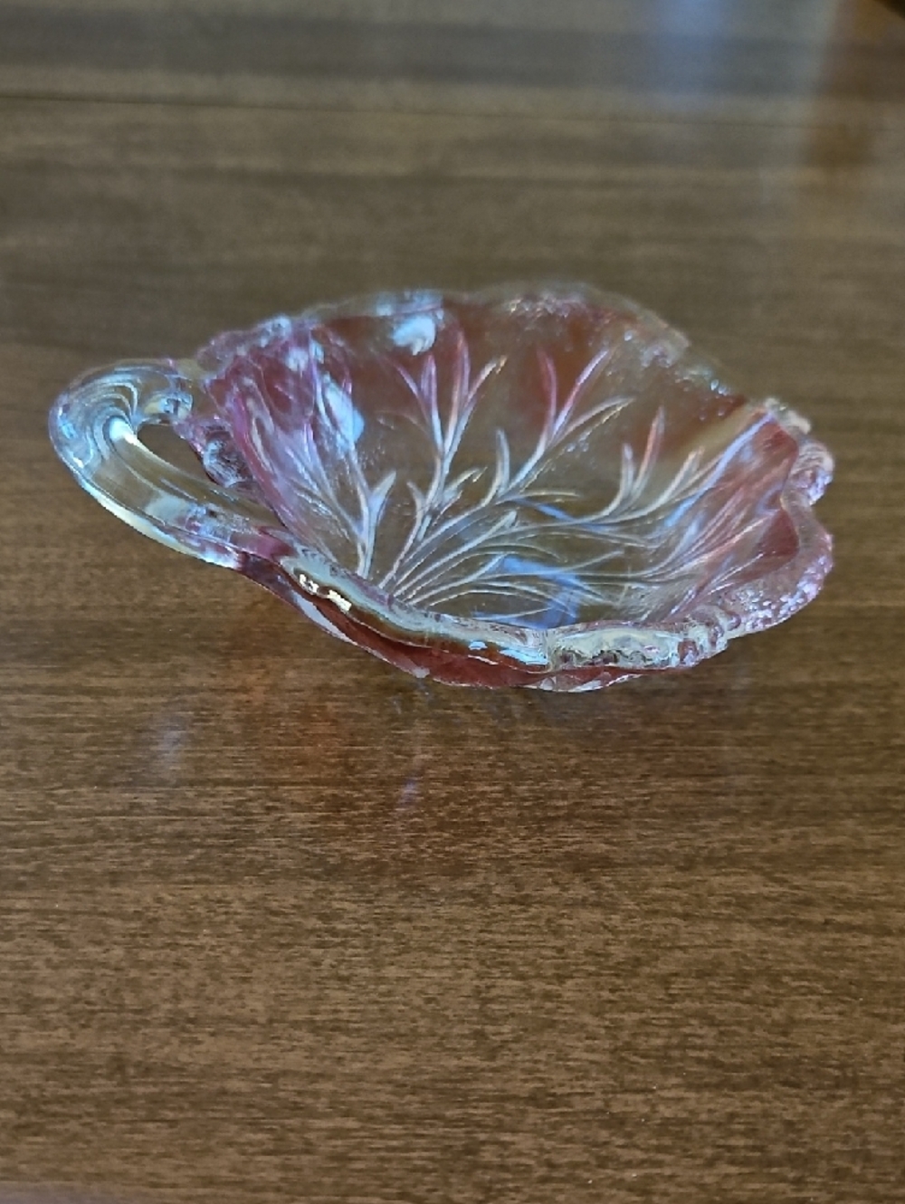 Indiana Glass Pink Pebble Glass Leaf Dish - Picture 2 of 5